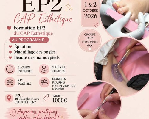 Formation pratique au Cap esthétique cosmétique EP2