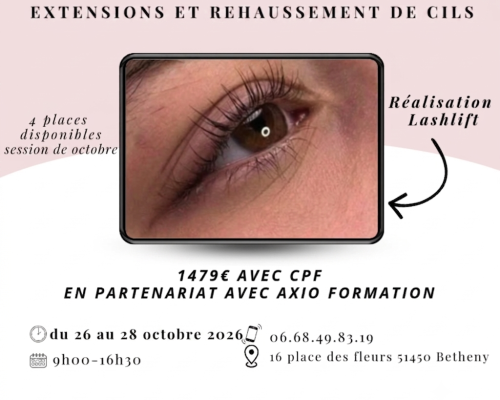 Formation extension et rehaussement de cils 21h